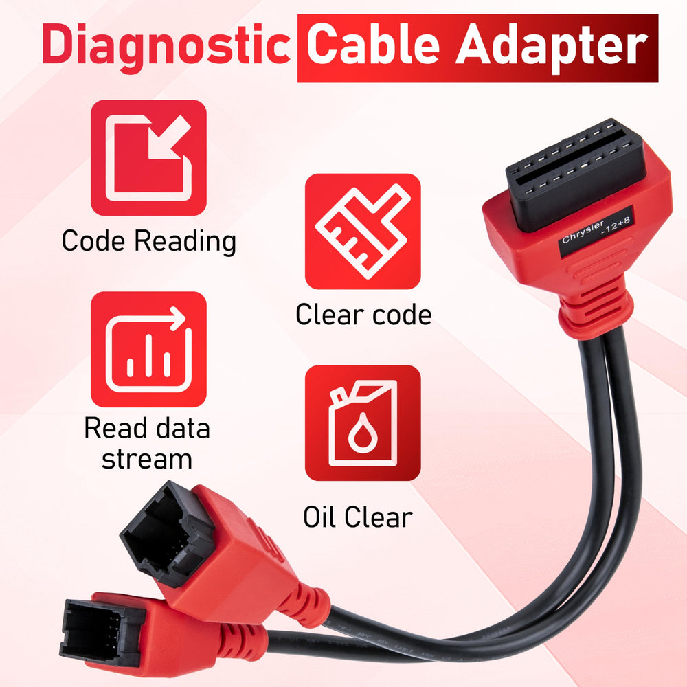ecocstm OBD2 cable plugged into scanner demonstrates setup.