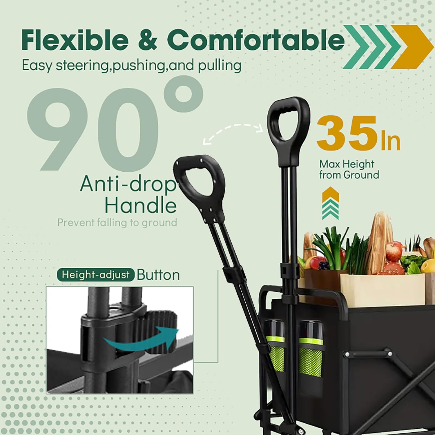 600D waterproof fabric protects gear on Ecogou wagon