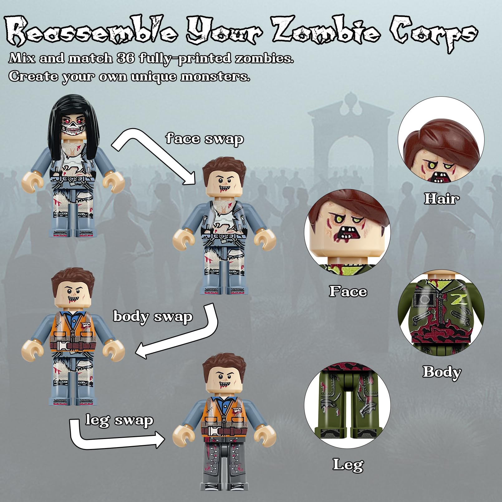 econoLED minifigures scenery and props set for immersive battles