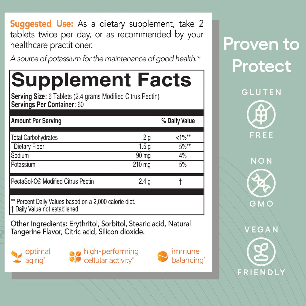 EcoNugenics PectaSol label highlights molecular weight and absorption details for informed use