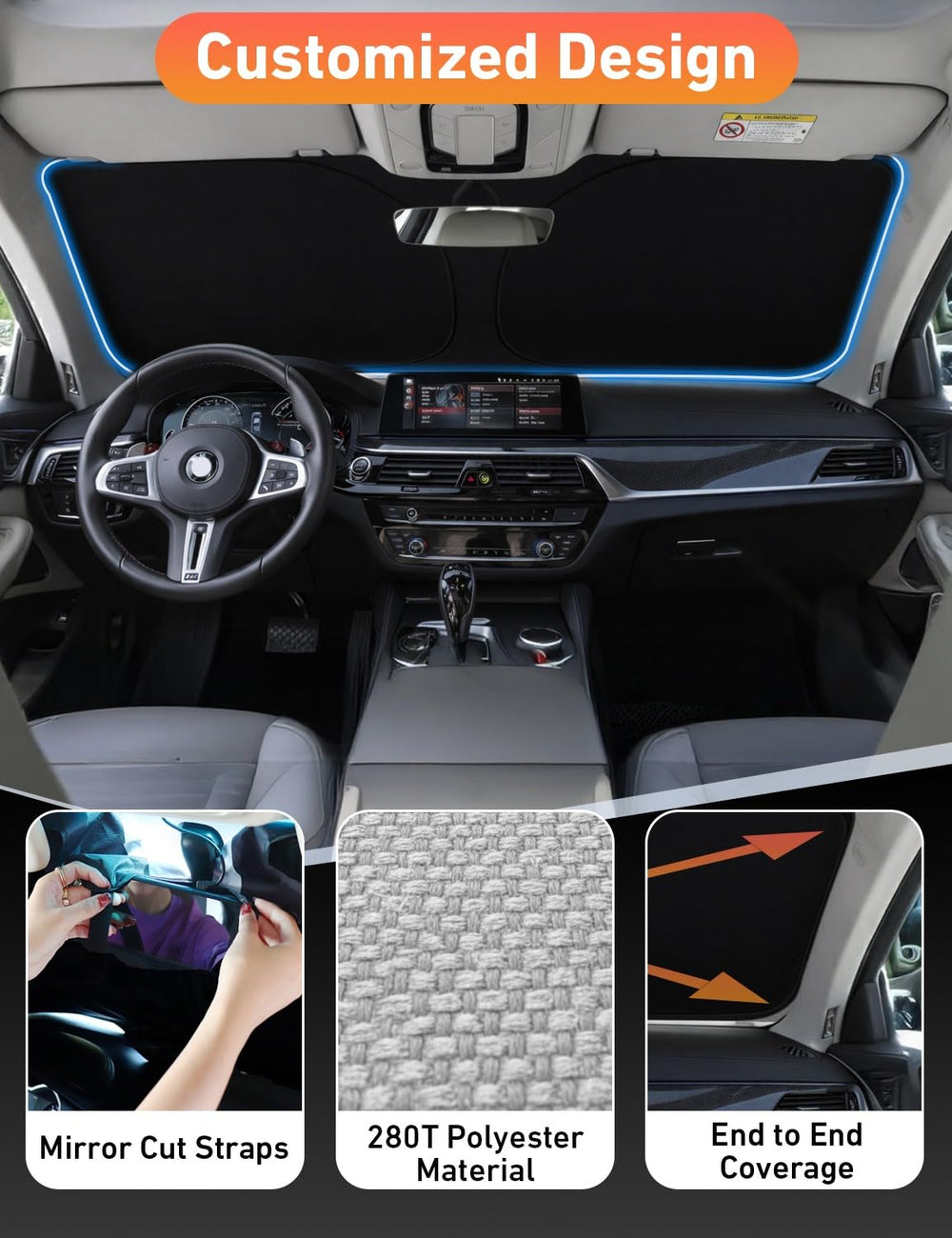EcoNour four-layer sunshade reflects heat in Honda Civic
