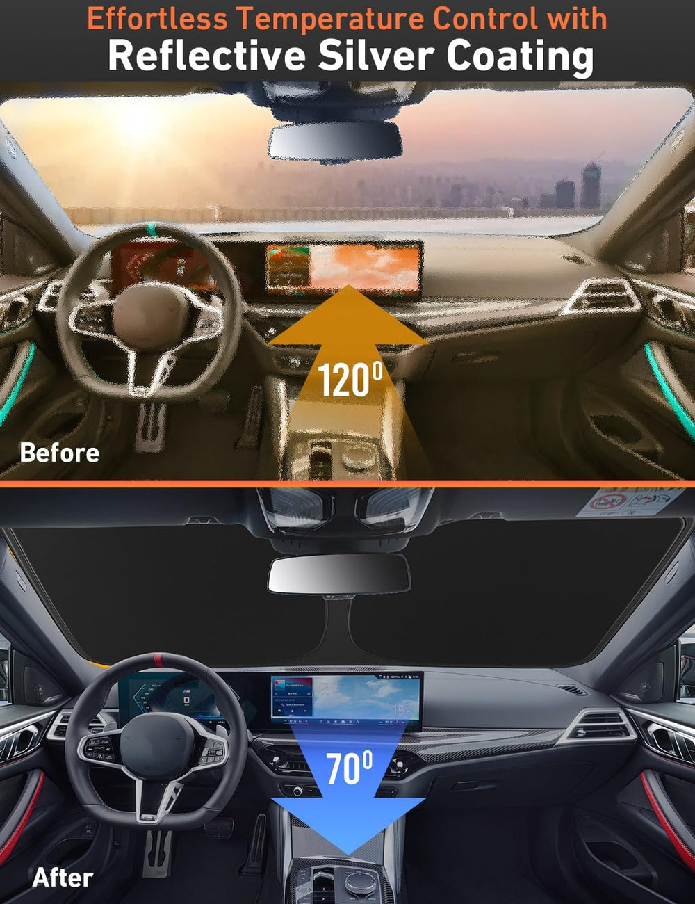 EcoNour insulated 280T sunshade for Civic windshield