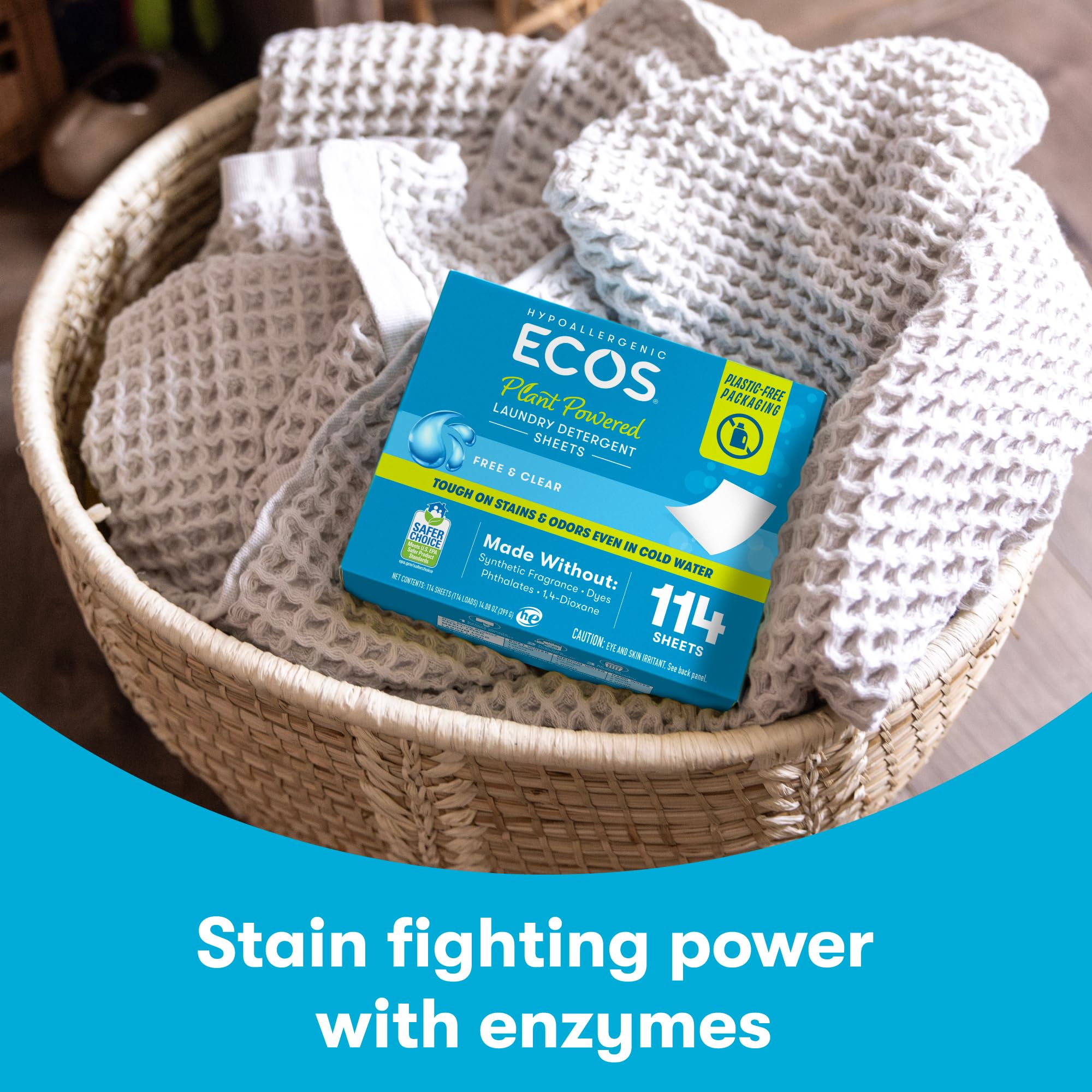 One ECOS sheet per load simplifies dosing and reduces mess.