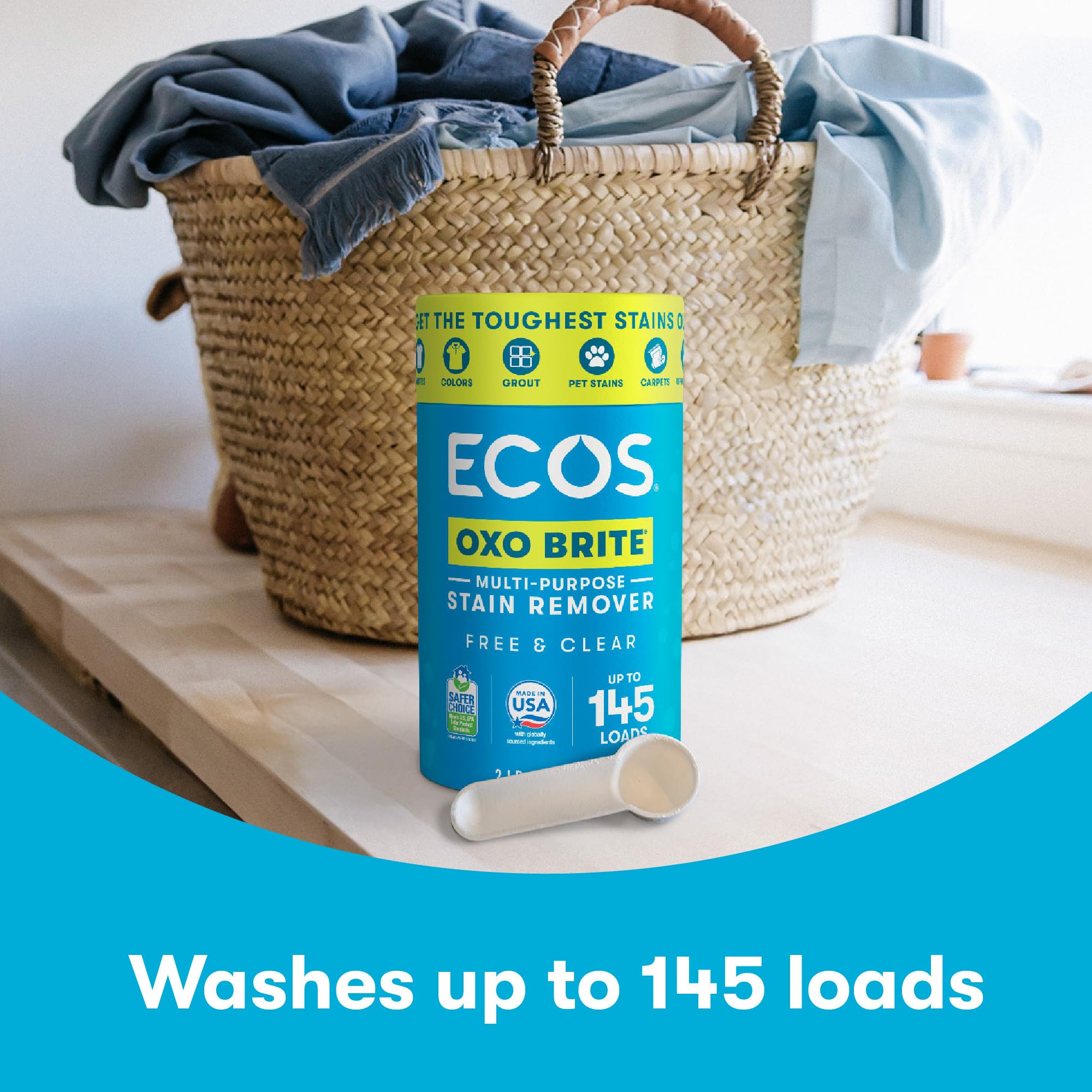 ECOS OXO BRITE plastic-free packaging supports a greener home.