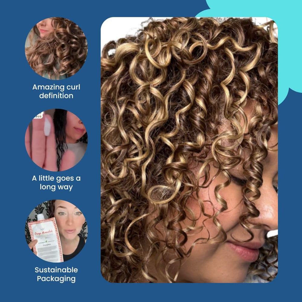 Ecoslay Orange Marmalade frizz-control on hair for smooth, frizz-free finish