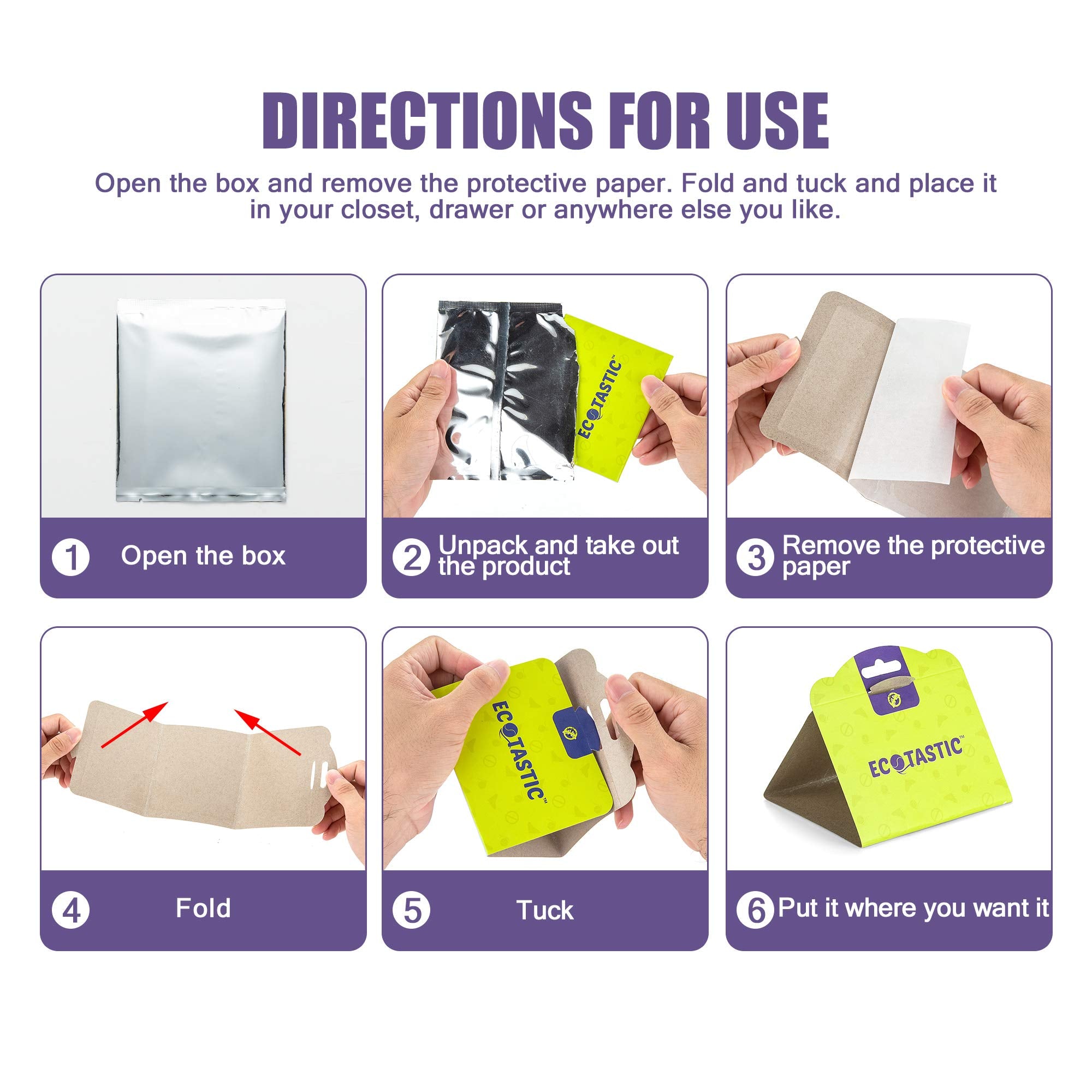 ECOTASTIC mini-adhesive traps highlight easy, clean, non-toxic use.