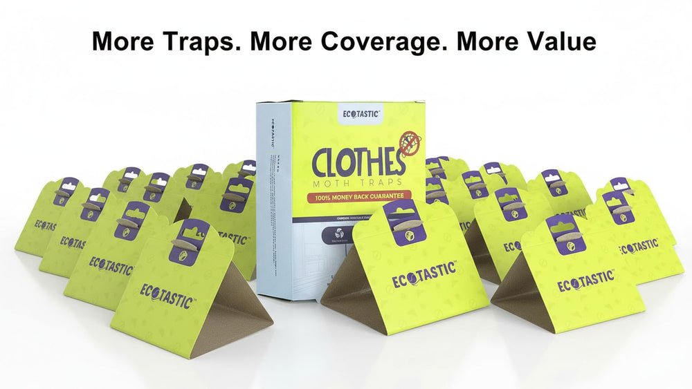 ECOTASTIC recycled-paper traps emphasize eco-friendly, mess-free disposal.