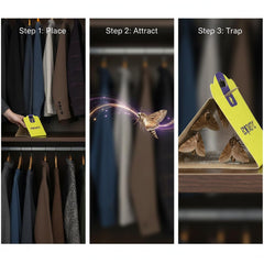 ECOTASTIC traps in closet provide non-toxic protection for stored textiles.