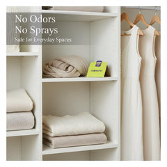 ECOTASTIC traps in wardrobe help intercept moth breeding without fumes.