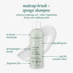 EcoTools brush cleaner in lather reveals residue-free cleaning for fresh tool performance.