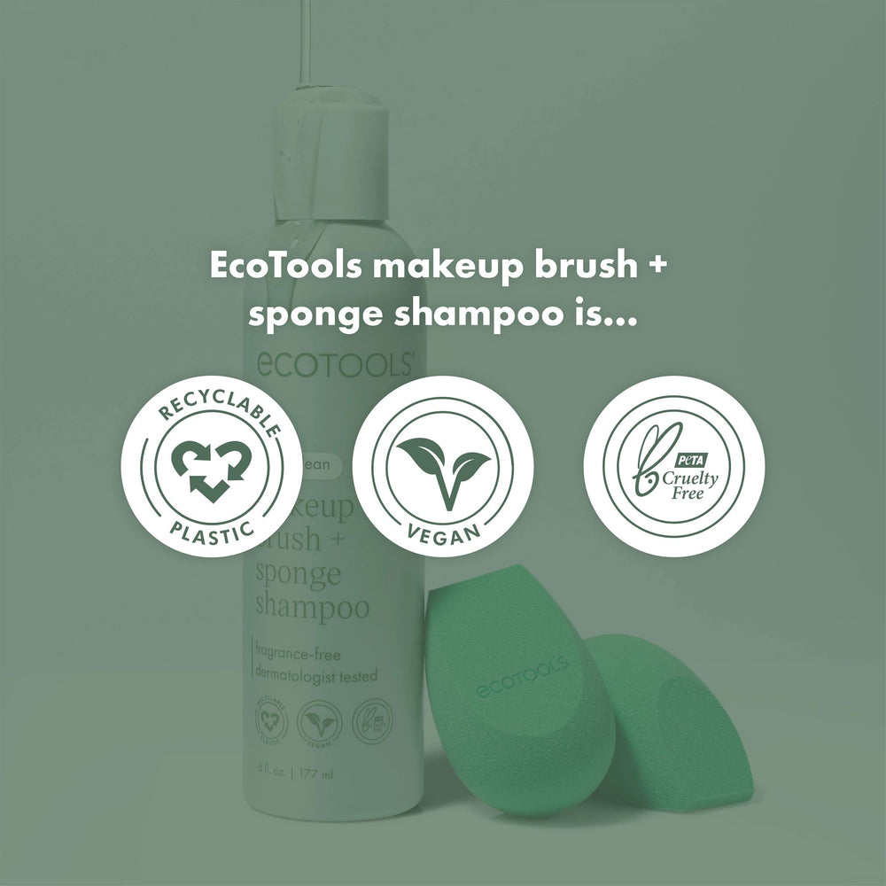 EcoTools dermatologist-tested stamp signals safe use on sensitive skin around tools.