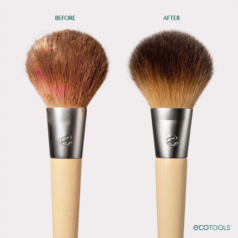 EcoTools plant-based formula label highlights gentle, sulfate-free cleansing for sensitive tools.