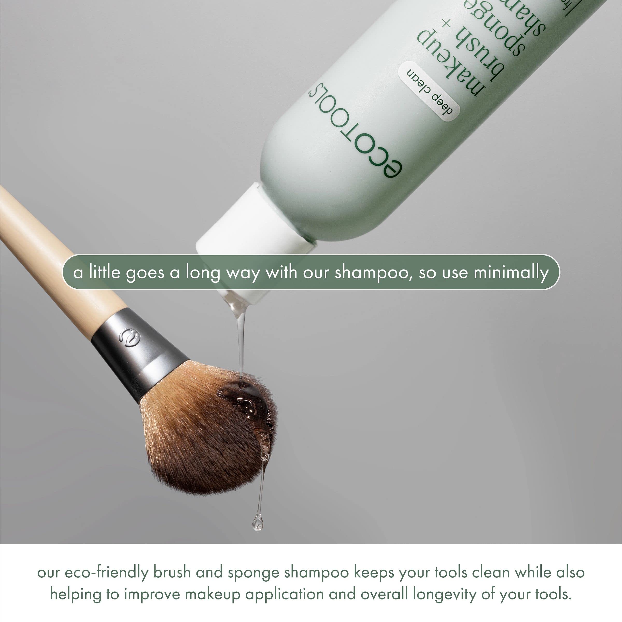 EcoTools XL sponge washing action illustrates thorough removal of makeup residue.