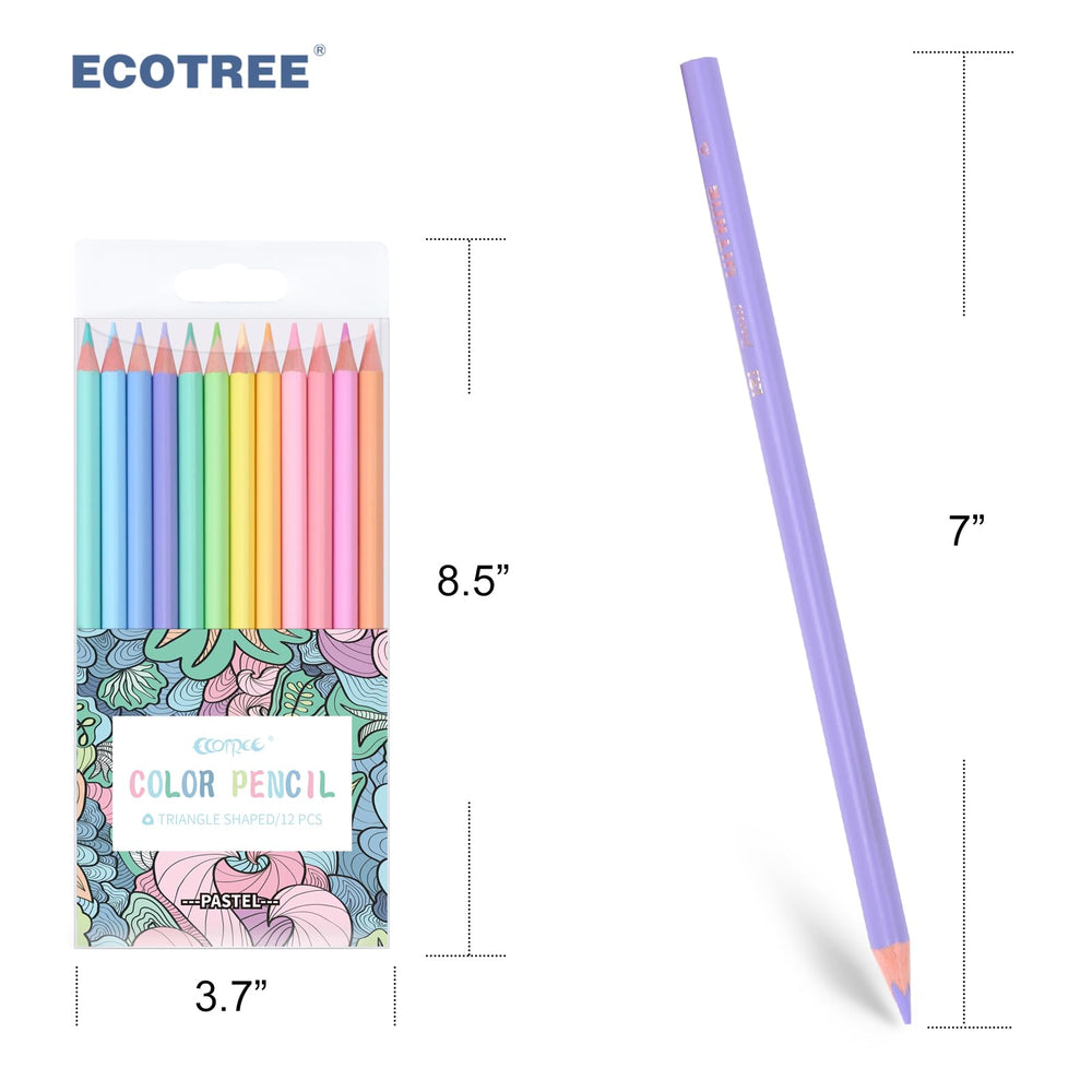 ECOTREE 12-count set supports coloring and drawing with soft color laydown.