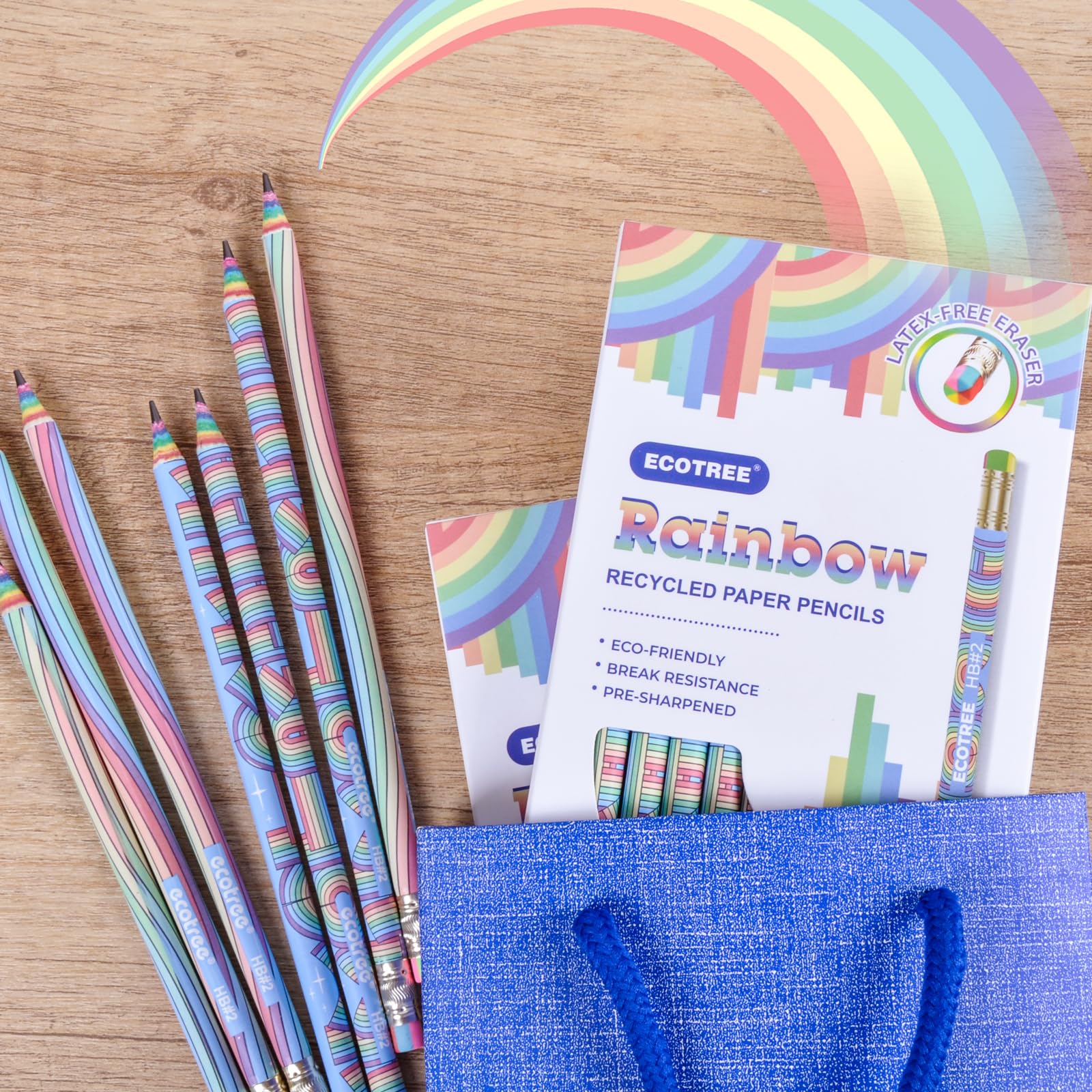 ECOTREE latex-free eraser on pencils erases cleanly without smudges.