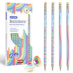 ECOTREE Pencils #2 pre-sharpened rainbow wood for school writing.