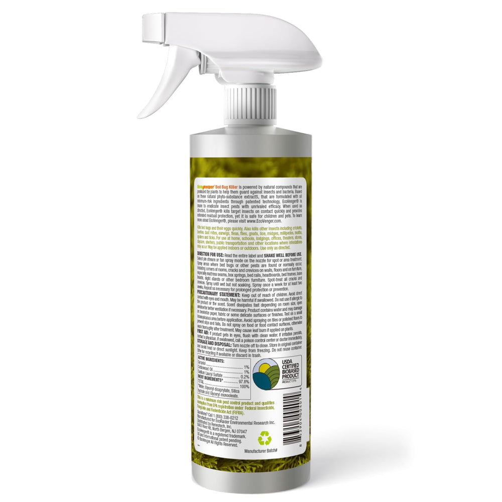 EcoVenger Bed Bug Killer ingredients like geraniol and cedarwood for natural control.