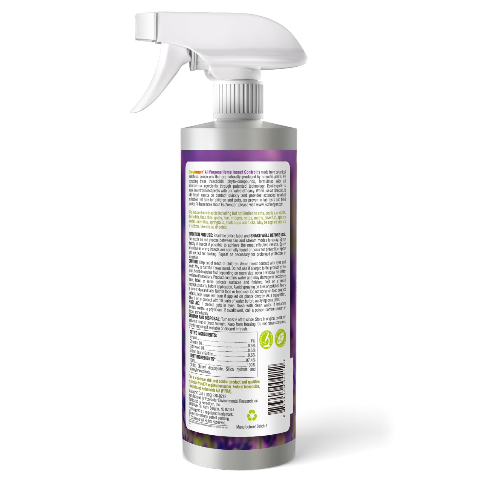 EcoVenger controls roaches and spiders with plant-based ingredients.