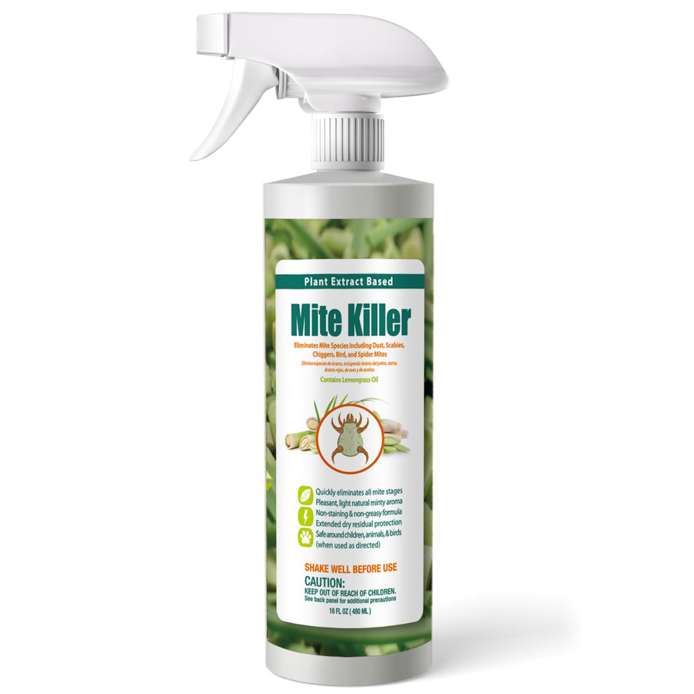 EcoVenger Mite Killer spray bottle shown for convenient home use against mites.