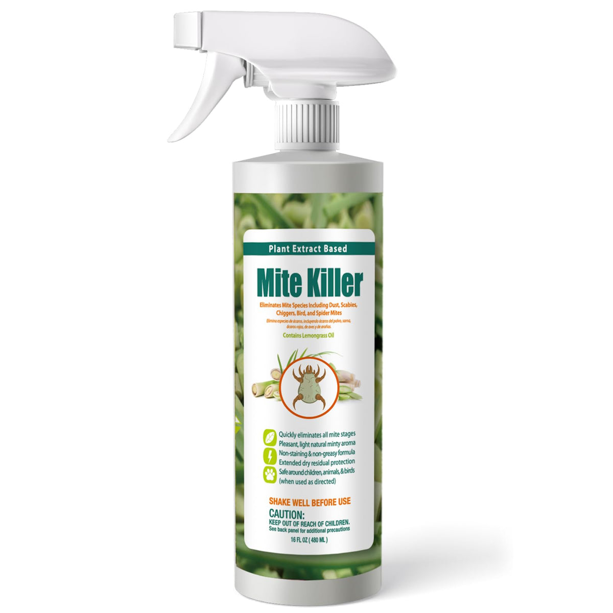EcoVenger Mite Killer spray bottle shown for convenient home use against mites.