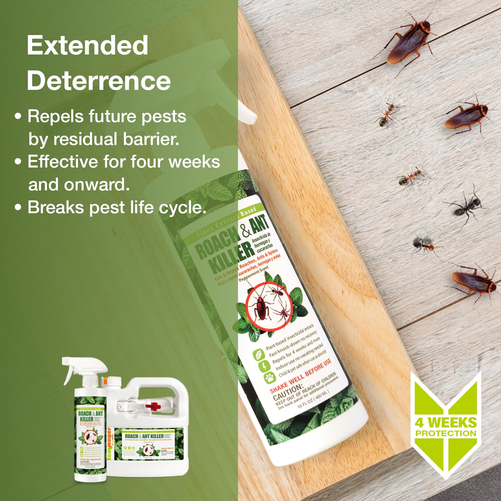 EcoVenger Roach Killer 16 oz peppermint scent emphasizes freshness.
