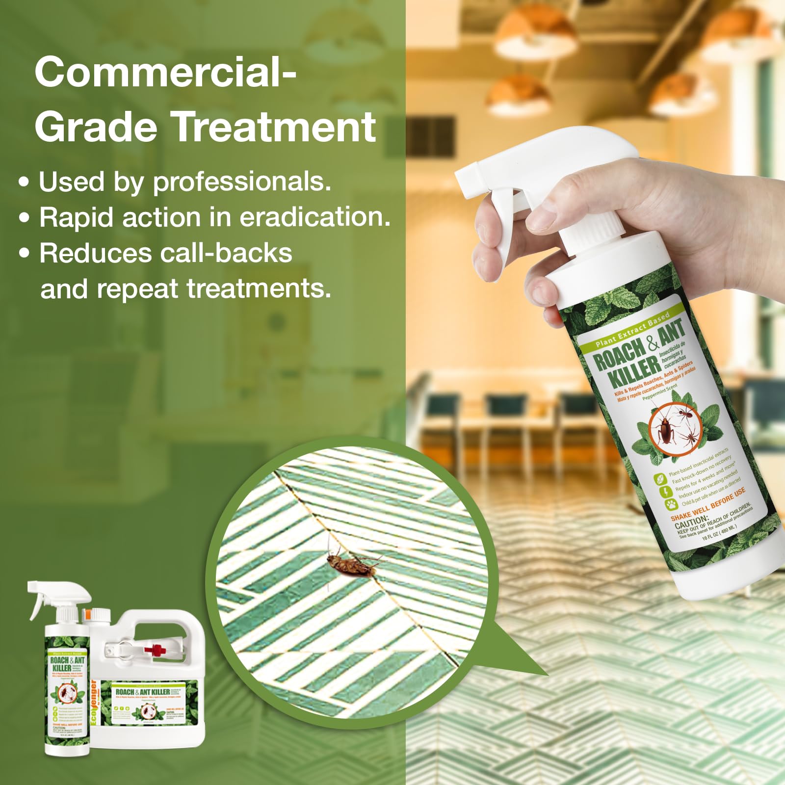 EcoVenger Roach Killer 16 oz perimeter spray by doorway for protection.
