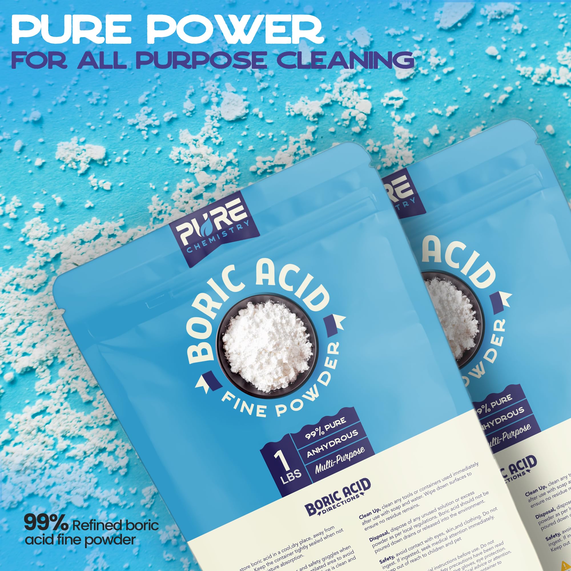 Ecoxall boric acid powder acts as a drain unclogger, helping flow in kitchens and sinks.