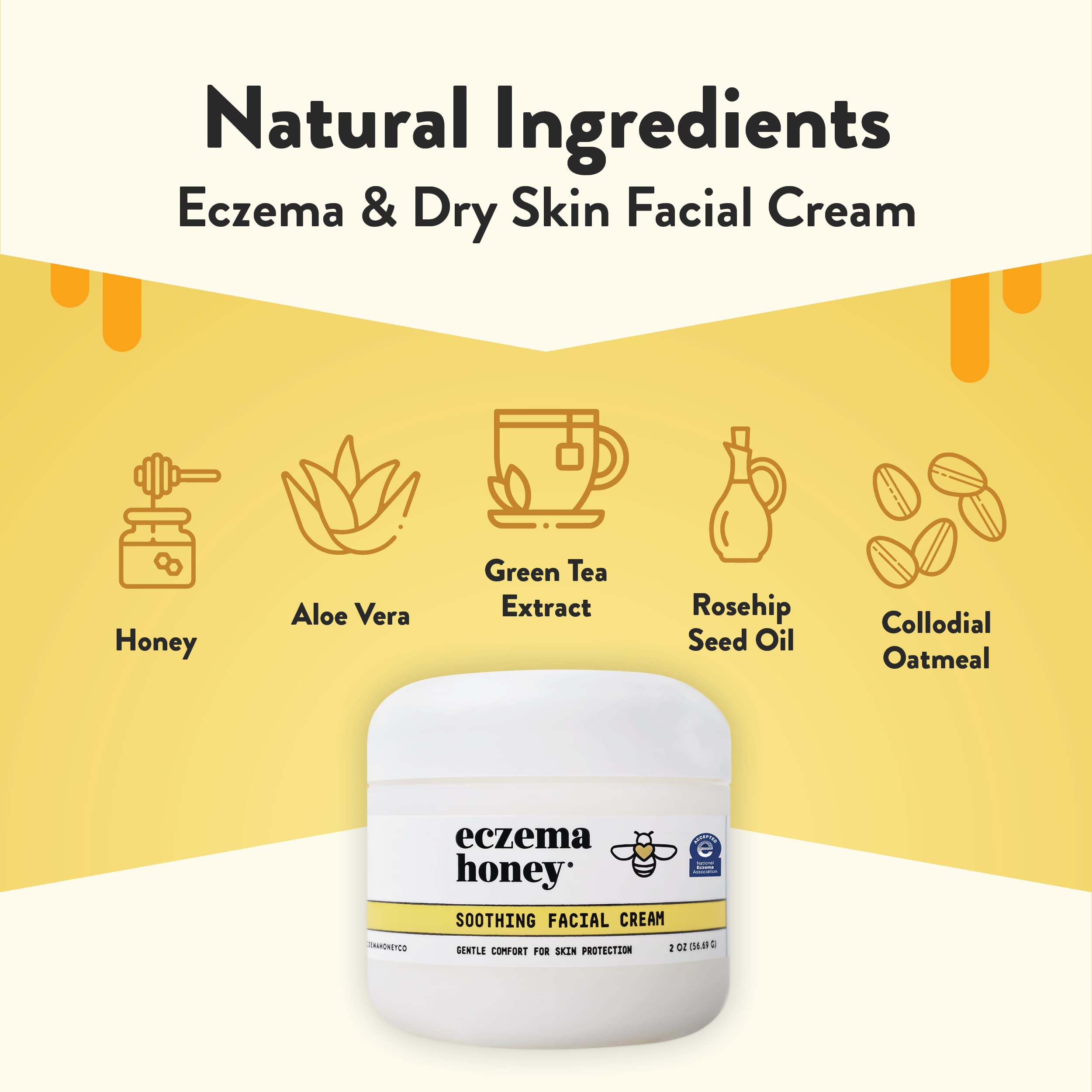 ECZEMA HONEY on the face demonstrates easy, non-greasy hydration for cheeks