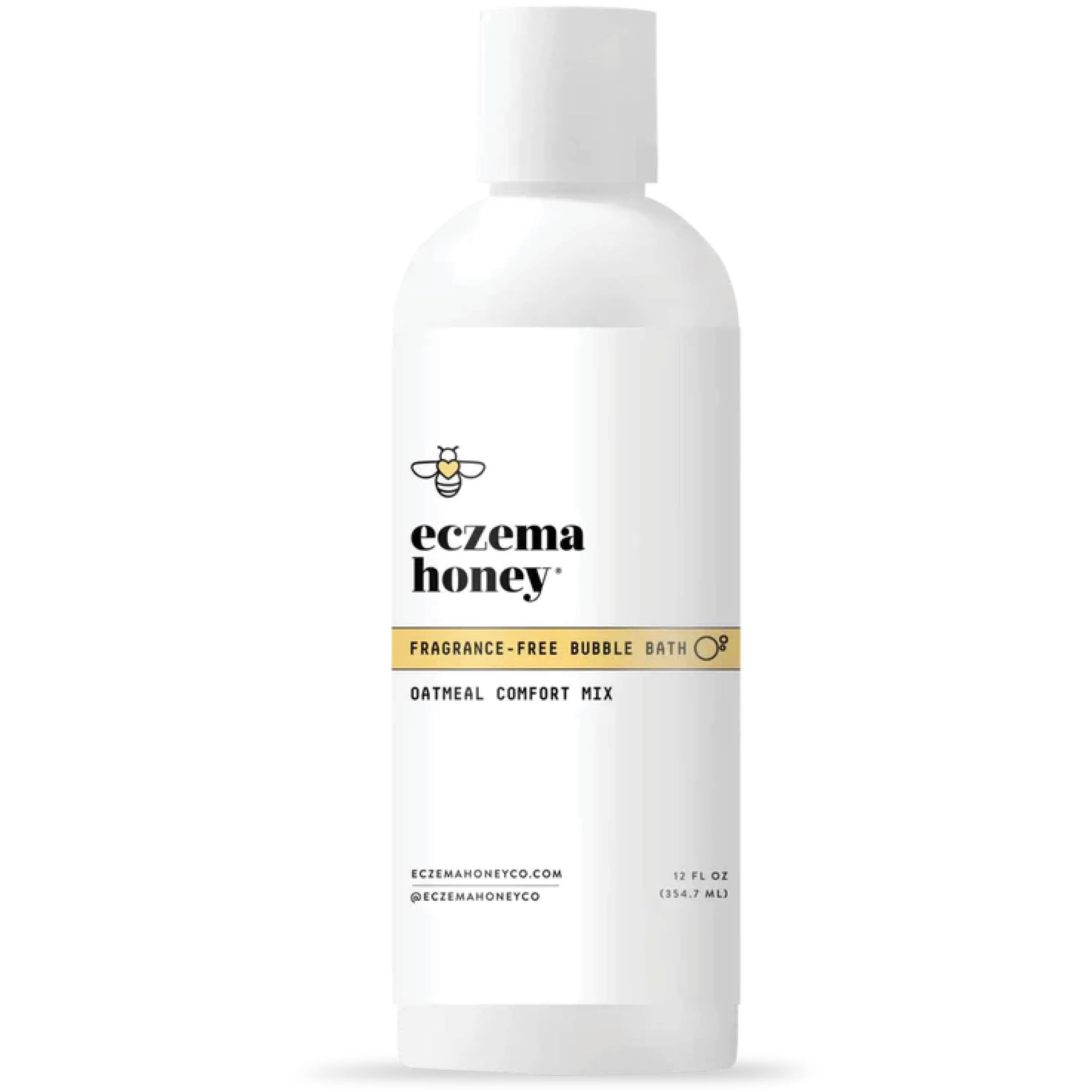 Eczema Honey fragrance-free bubble bath bottle, gentle cleansing for sensitive skin.