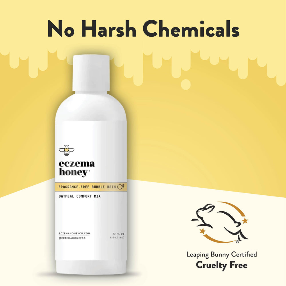 Kid-friendly bath time with Eczema Honey bubble bath, gentle for children.