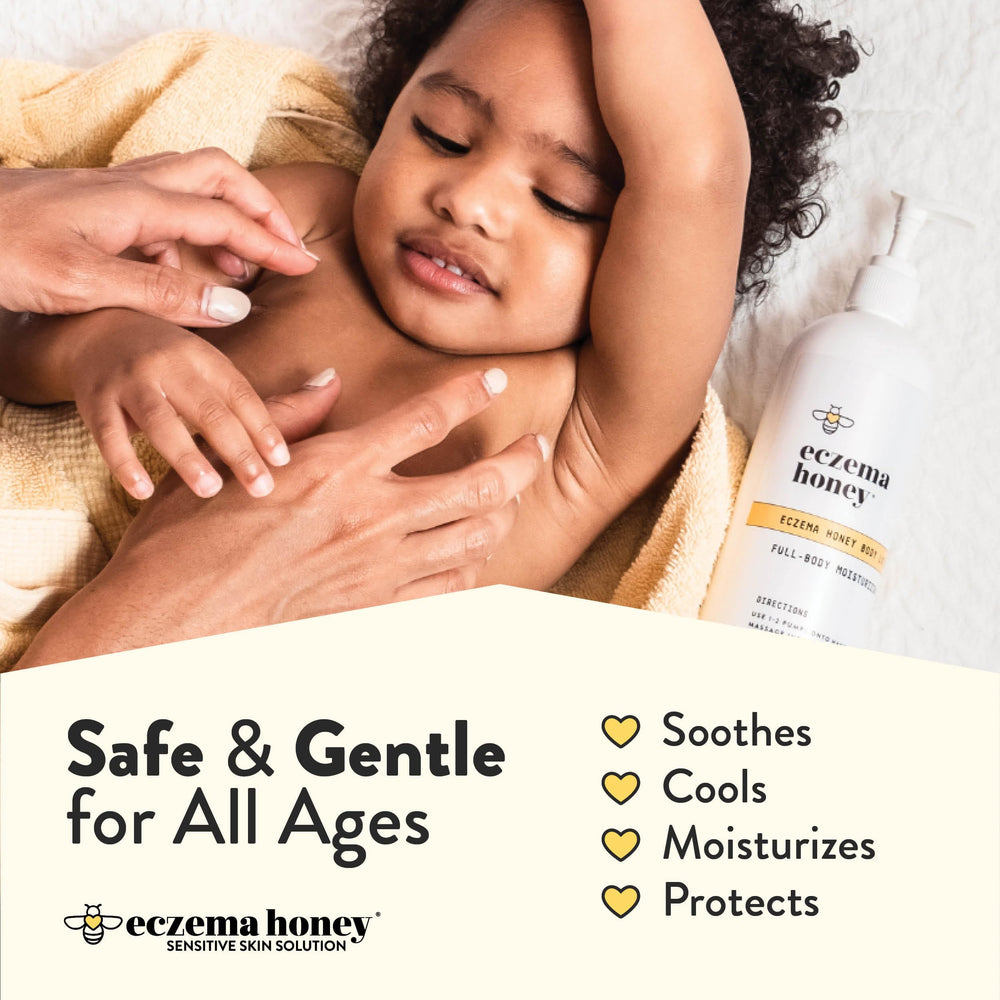 Packaging display of ECZEMA HONEY oatmeal lotion