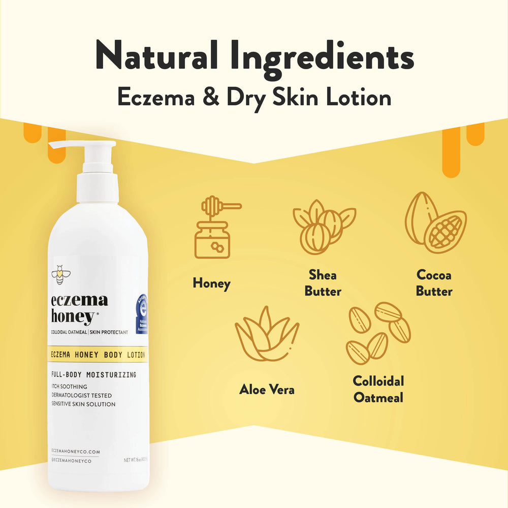 Creamy texture close-up of ECZEMA HONEY oatmeal lotion
