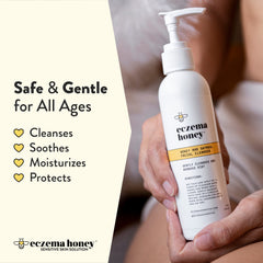 Creamy texture close-up highlighting hydrating feel for dry eczema-prone skin.