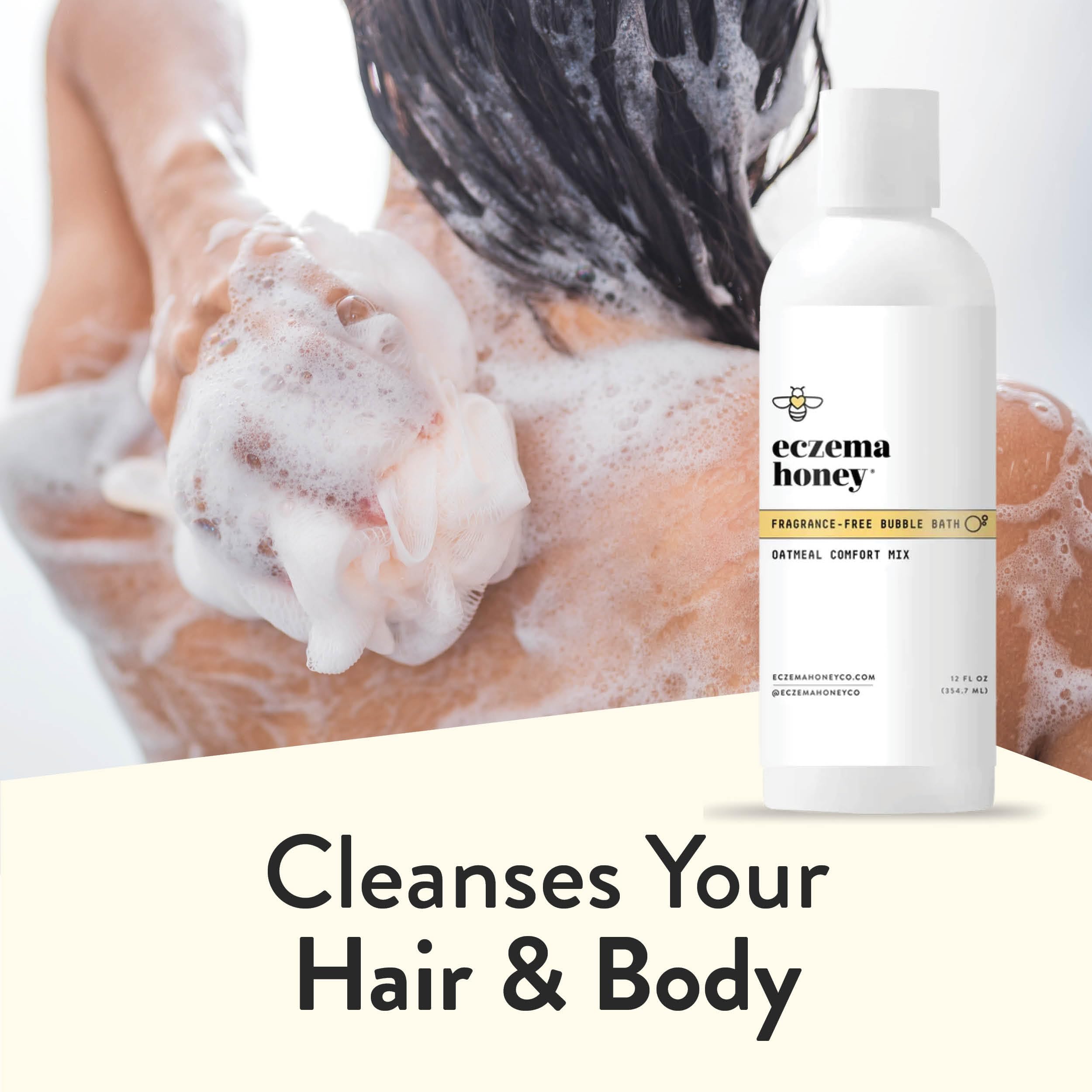 Minimalist shower routine with Eczema Honey fragrance-free body wash.