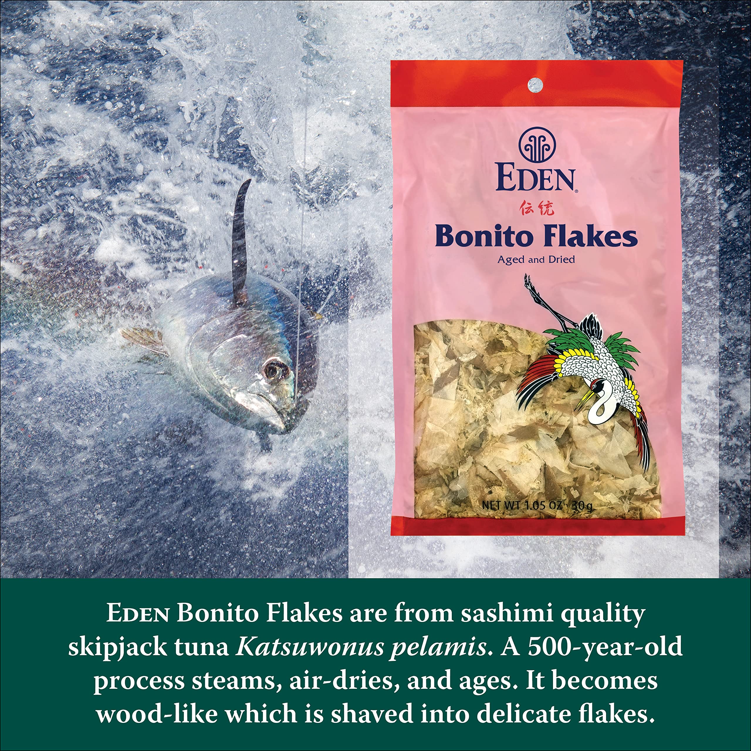 Eden bonito flakes enrich miso broth with delicate aroma.