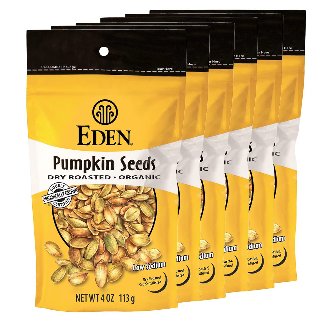 Eden pumpkin seeds in a bowl, protein-rich snack for any moment