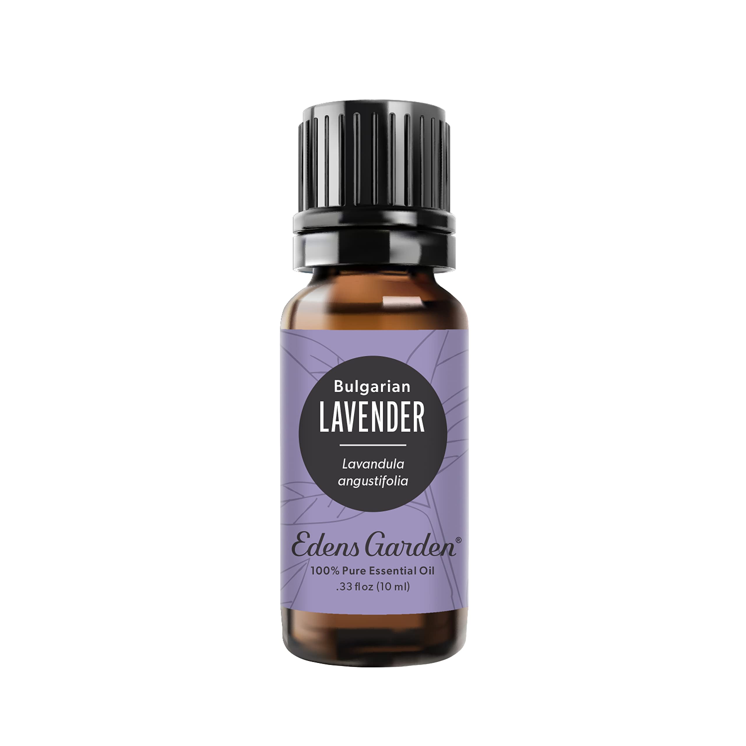 Edens Garden Lavender Bulgarian oil bottle with dropper promotes easy relaxation.