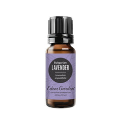 Edens Garden Lavender Bulgarian oil bottle with dropper promotes easy relaxation.