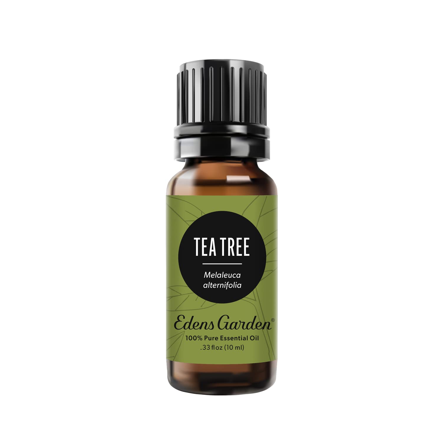 Edens Garden Tea Tree essential oil bottle for purifying aroma and skincare.