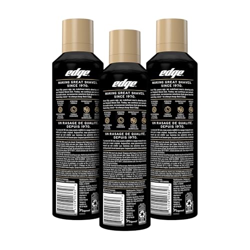 Edge Shave Gel three-pack back view highlighting packaging variation and reliable hydration