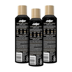 Edge Shave Gel three-pack back view highlighting packaging variation and reliable hydration