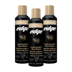 Edge Shave Gel for Men cedarwood and shea butter three-pack front view for moisture and protection