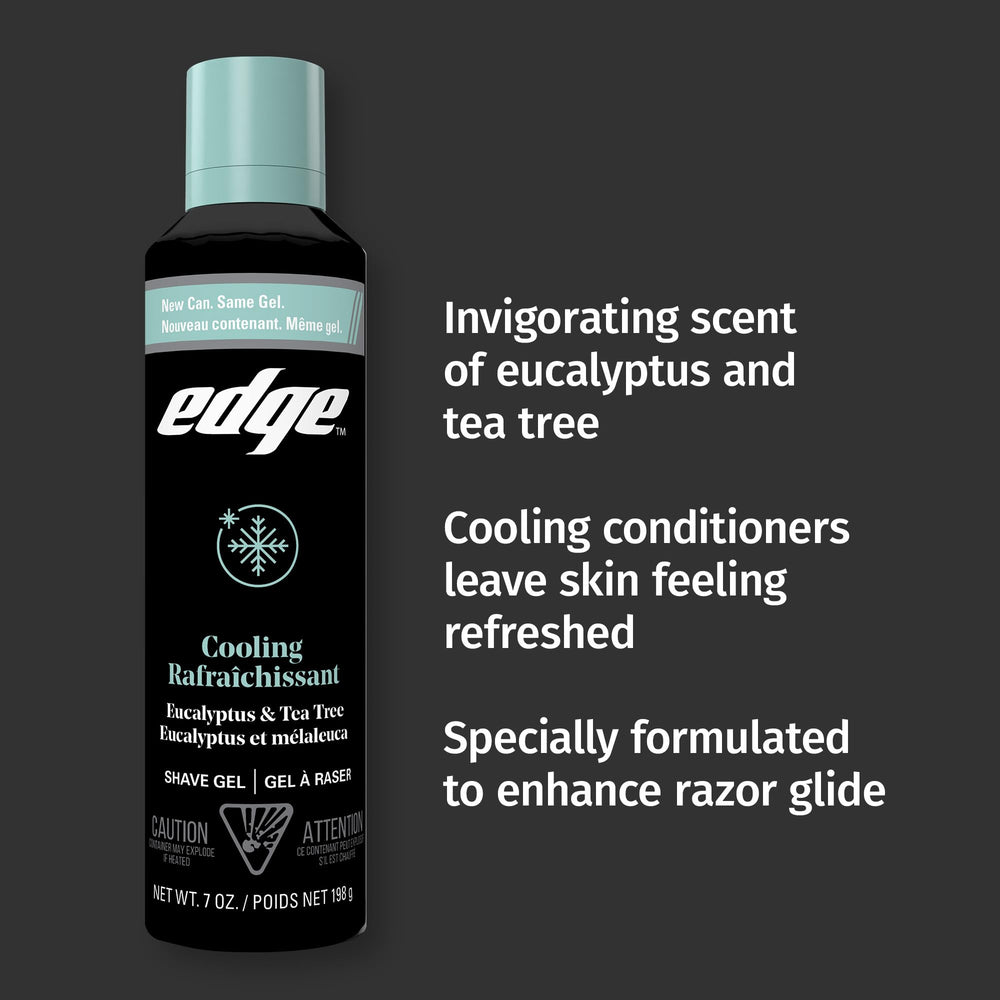 Edge Shave Gel 3-pack packaging for convenient grooming setup