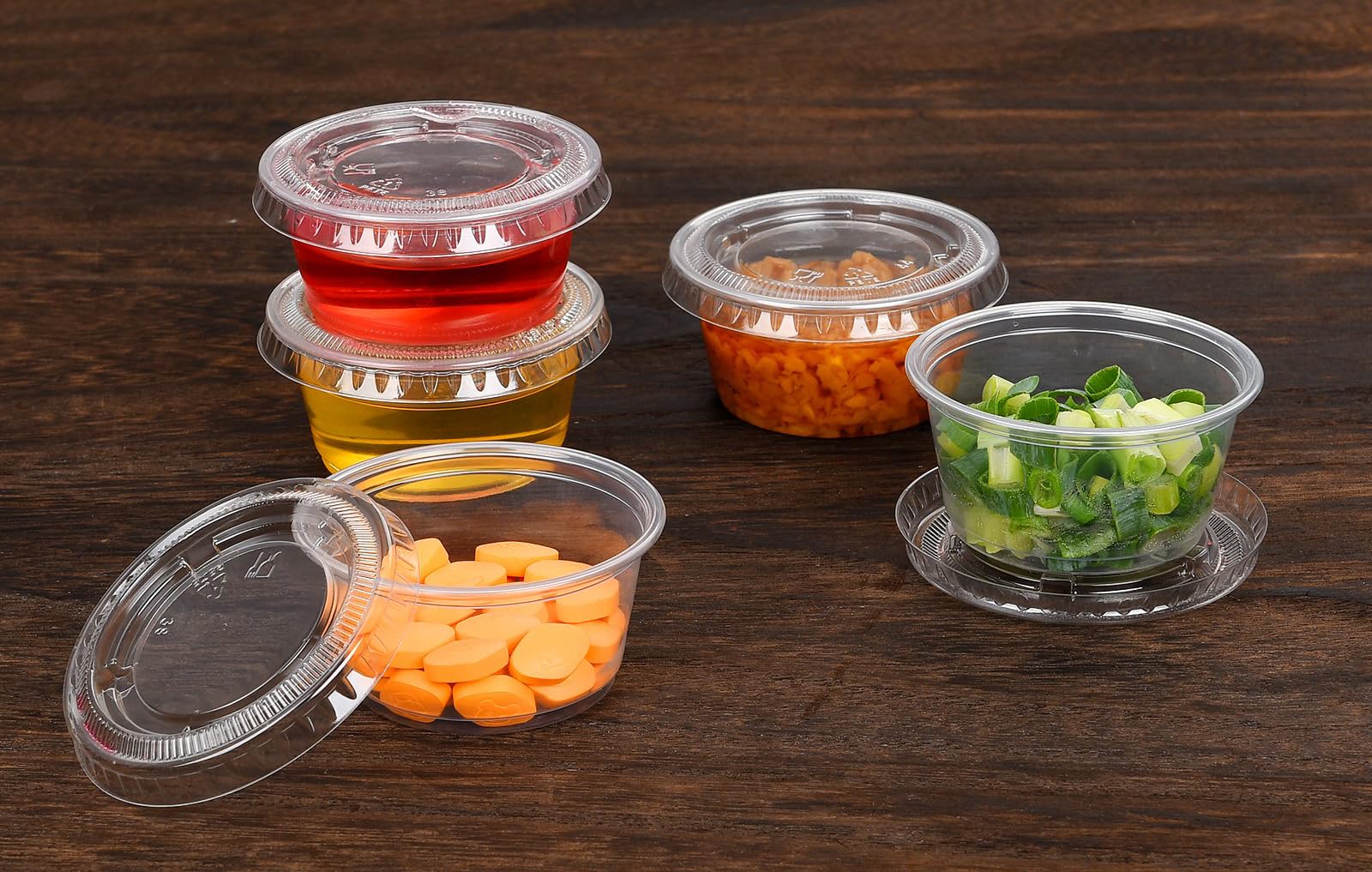 EDI clear cups with airtight lids for organized meal prep on the go