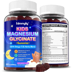 Edmmyliy Kids Magnesium Gummies bottle-front berry flavor supports calm bedtimes.