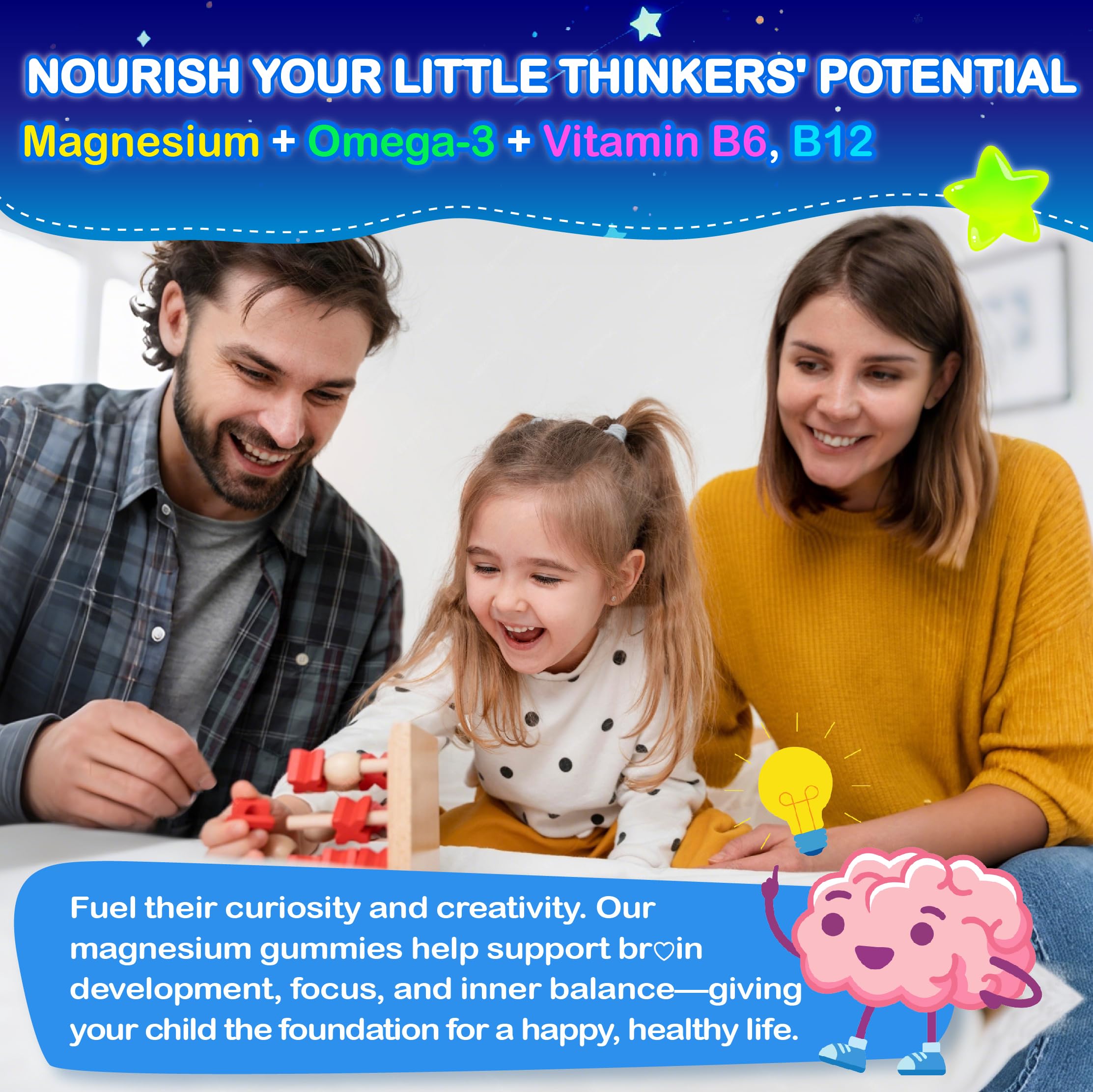 Edmmyliy Kids Magnesium Gummies dosing-scene shows daily gummy.