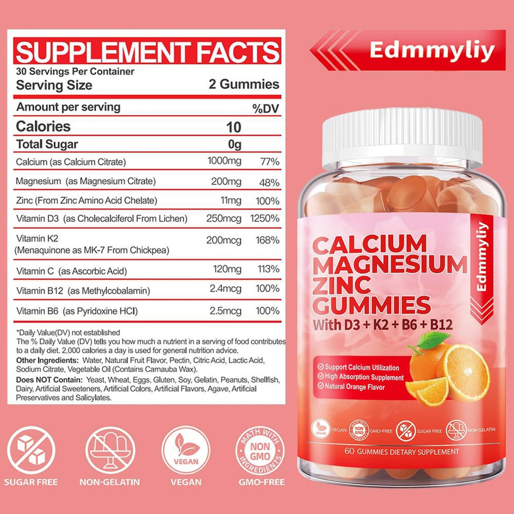 Edmmyliy orange-flavor gummies close-up showing tasty, easy-to-chew vitamins.