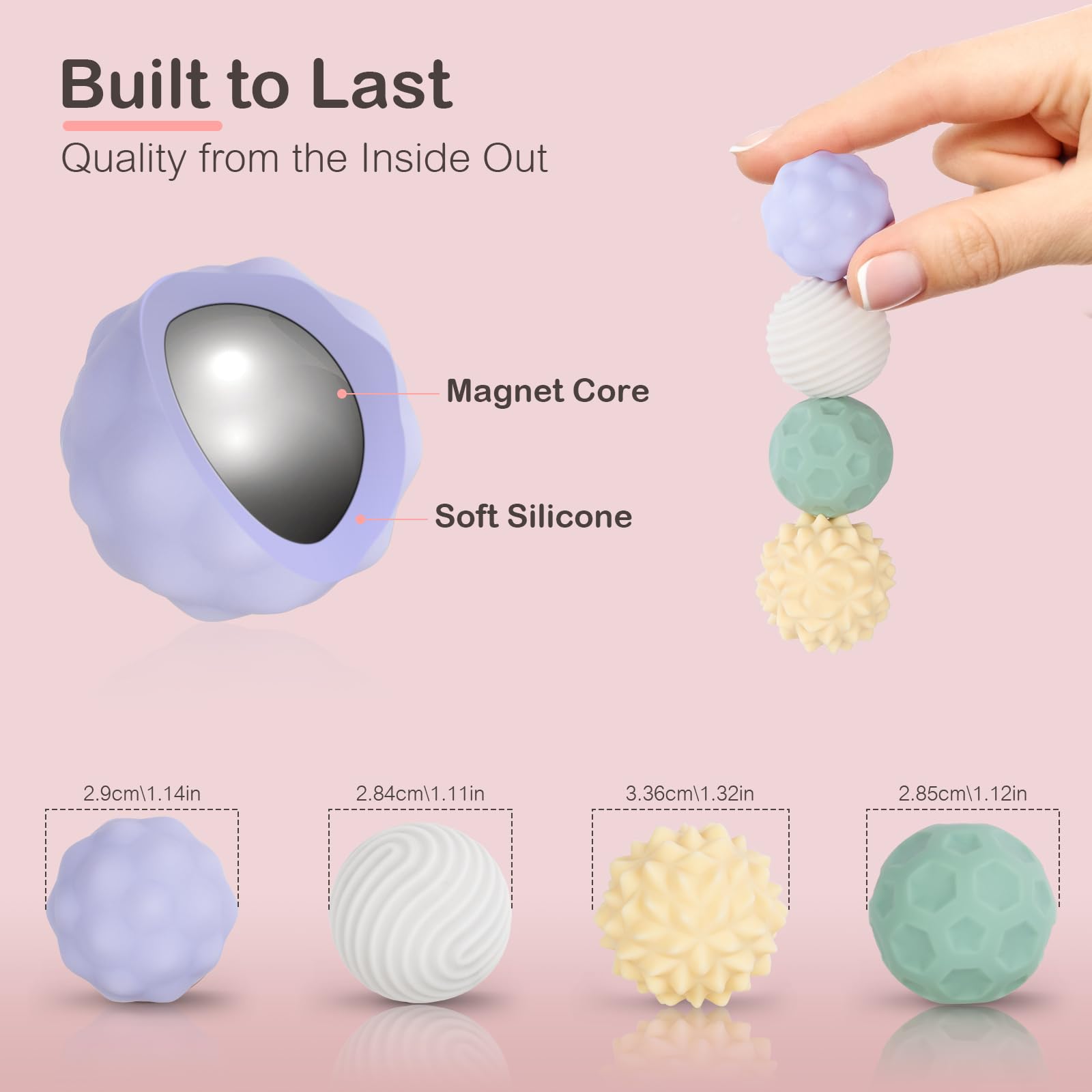 Ednzion fidget ball with textured surface pattern for sensory feedback