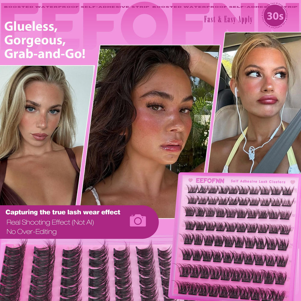 Eefofnn wispy press-on lashes provide natural volume without glue mess.