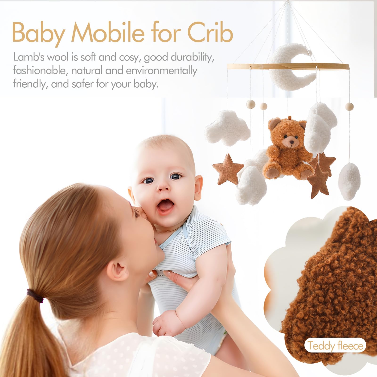 EERKEOD baby with mobile enjoys gentle bells and movement.